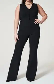 Spanx Perfect Sleeveless Jumpsuit Black Ponte Flare Leg Core Shaping Plus SZ 3X