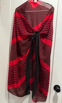 Anne Klein Cover up‎ Red and Black Striped One Size