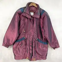 VTG 90s Be In The Current Seen Womens Jacket Small Indie Metallic Ski Eclectic