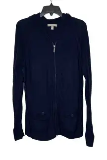 Banana Republic Rabbit Hair Full Zip‎ Hoodie Sweater Women Large Button Pocket