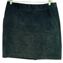 LL Bean Skirt Womens Size 16 Green Black Short Straight Lined Pockets Zip Vent