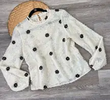 Retro floral print‎ 70’s disco blouse