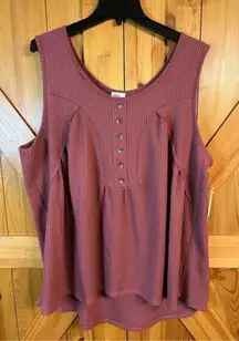 Ava James mauve waffle knit sleeveless plus size blouse size 2X spring nwt (0427