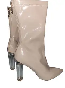 Cape Robbin Beige Heeled Boots with Transparent Block Heels Size 9