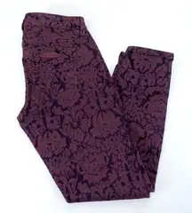 Banana Republic L’Wren Scott Purple Stretch Brocade Skinny Jeans‎ Size 27 Velvet
