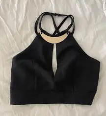 Black Open Back Crop Top