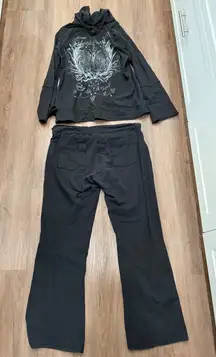 Seven7 Luxe Women's Hoodie &‎ Pants Set Butterfly Graphic Size 18/20