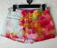 Vintage Wrangler Tie Dye Distressed Cut Off Denim Shorts Size 27