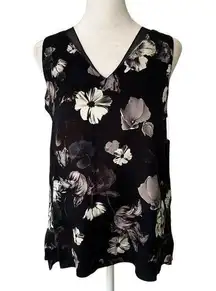 Classiques Entier navy blue floral sleeveless silk top size S NWT