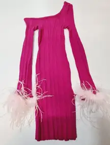 Lovers and Friends Sarita Feather Dress in Magenta Small