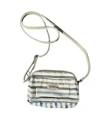 The Sak  MultiSak Striped Canvas Cross Body Small Purse Bag Multiple Pockets