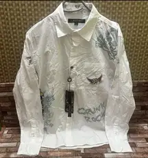 Ed Hardy White Shirt with Black Tattoo Graphics