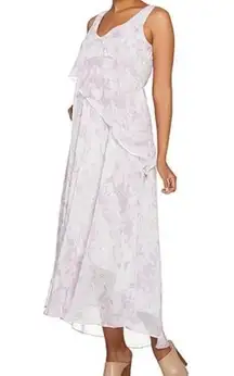 H by halston lavender sky floral‎ layered maxi dress size 12