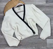 Vintage 1980’s‎ cream & gray balloon sleeve sweater silk and angora