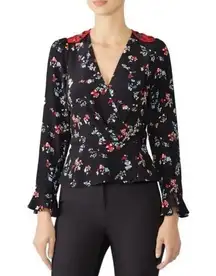 Tanya Taylor Floral Clusters Clio Top in Black