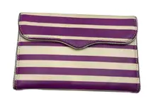 Y2K Rebecca Minkoff Striped Purple White Canvas Continental Wallet Organizer