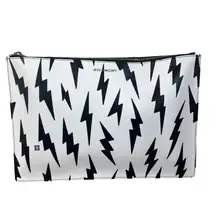 Givenchy Lightning Bolt Print Pouch Clutch Cosmetic Bag Black White
