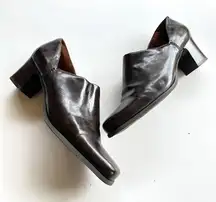 Franco Sarto Remo Heeled‎ Square Toe Brown Leather Zip Pumps Shoes Womens…