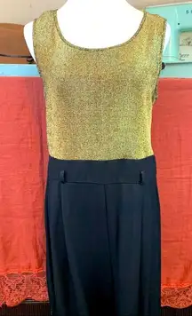 Vintage gold glitter and black lurex jumpsuit