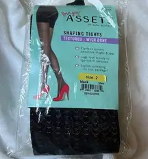 Spanx Assets Shaping Tights Textured Wish Bone Size 2 Black 125-155lbs  5’1-5’9