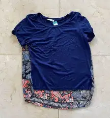 Honey Punch NWT $65 Sz Large Paisley Navy Blue Blouse