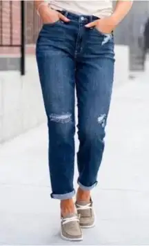 Judy Blue Jeans High Rise Boyfriend Fit Distressed Dark Wash Women's 27