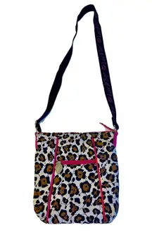 Betsey Johnson Crossbody Purse Pink Animal Print Zip Close Pockets Luv Betsey