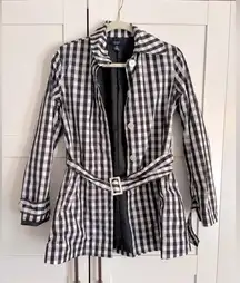 Chaps preppy gingham checkered women's raincoat size small