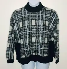 Nine West Boxy Plaid Mock Neck Acrylic Sweater size XL