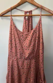 RVCA CeCe Woven Midi Dress Pink‎ Geometric Strappy Casual Summer Lightweight M