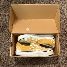 Vans Yellow and White Checkered Sneakers