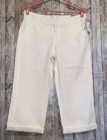 Women's Maurices White Capris Cropped Cuffed Pants Size 9/10