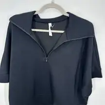 Z by Zella Black Quarter Zip Collared Sweatshirt Pullover Oversized Short Sleeve