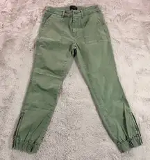 J. Crew Utility Zip Cuff Ankle Pants Olive Green Size 2 Pockets School‎