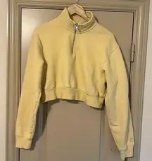 TNA Cozy Aritzia Perfect Fleece Quarter Zip Cropped Medium Yellow