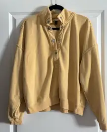 Universal Thread Yellow Button-Front Pullover Sweatshirt