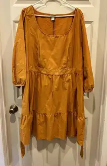 Ava &‎ Viv Women's Copper Pumpkin 3/4 Ballon Sleeve Ruffle Hem Dress size 2X NWT