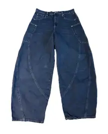Free People We The Free Sugar & Spice High Rise Barrel Jeans Blue Denim Size 31