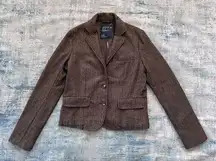 American Eagle Outfitters Brown Herringbone 2 Button Wool Blend Blazer Medium