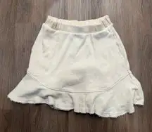 FP Beach Free People Skirt XS Ruffle Hem Textured Knit Mini Cream