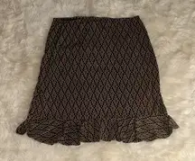 Vintage Brown and Cream Patterned Skirt