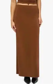 NWT WeWoreWhat Pullon Elastic Waist Jersey Lightweight Midi Skirt S Saddle Brown