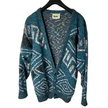 Vintage 90s Le Tigre Geometric button front cardigan women’s size medium