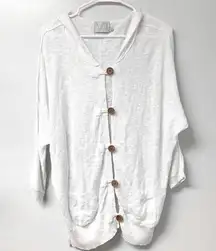 Michael Stars  White Cardigan With Pockets and Wood Buttons XS