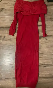 Long Red Knit dress