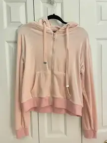 Pink Velvet Zip Up Hoodie 