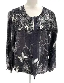 Citron Santa Monica Crinkle Embroidered Cut Out Topper Jacket size Large Petite