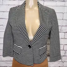 BCBGMAXAZRIA Natalia Black & White Striped Single Breasted Blazer Size Small