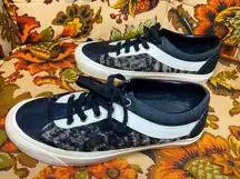 Vans Bender Bold Skate Shoes Cheetah Suede Stud Black Denim Womans 8.5 Men 7