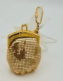 Vintage Gold Tone Mesh Key Chain Coin Purse